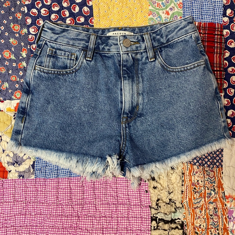 PacSun Frayed Hem Blue Jean Shorts